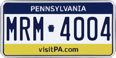 PA license plate MRM4004