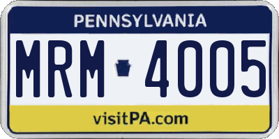 PA license plate MRM4005