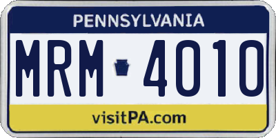 PA license plate MRM4010