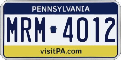 PA license plate MRM4012