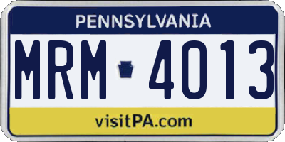 PA license plate MRM4013