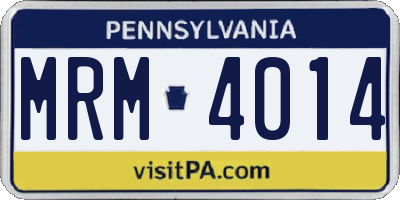 PA license plate MRM4014