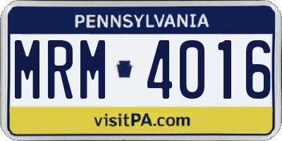 PA license plate MRM4016
