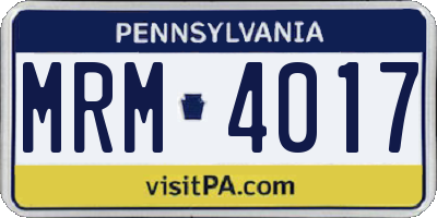 PA license plate MRM4017