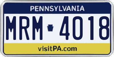 PA license plate MRM4018