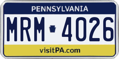 PA license plate MRM4026