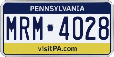 PA license plate MRM4028