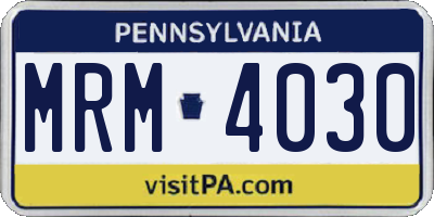 PA license plate MRM4030