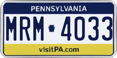 PA license plate MRM4033