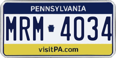 PA license plate MRM4034