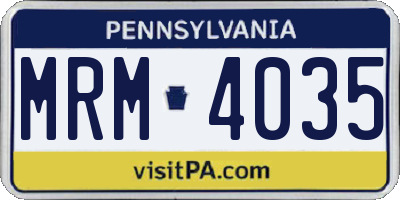 PA license plate MRM4035