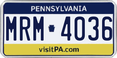 PA license plate MRM4036