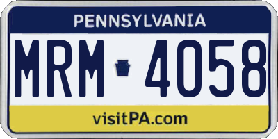 PA license plate MRM4058