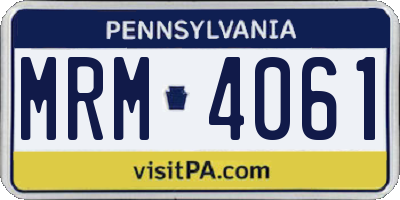 PA license plate MRM4061