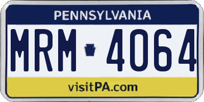 PA license plate MRM4064