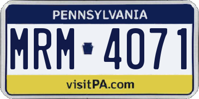 PA license plate MRM4071