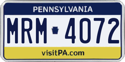 PA license plate MRM4072