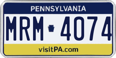 PA license plate MRM4074