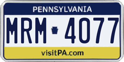 PA license plate MRM4077
