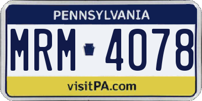 PA license plate MRM4078