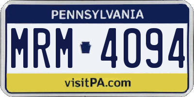PA license plate MRM4094