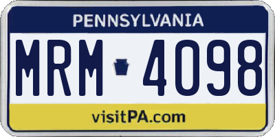 PA license plate MRM4098