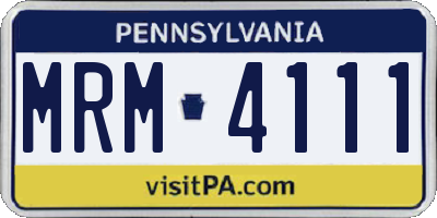 PA license plate MRM4111