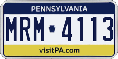 PA license plate MRM4113