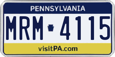 PA license plate MRM4115