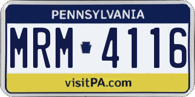 PA license plate MRM4116