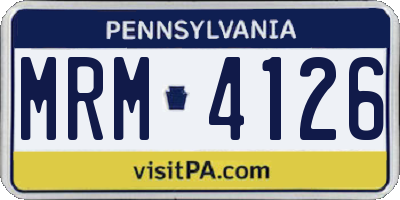 PA license plate MRM4126
