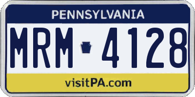PA license plate MRM4128