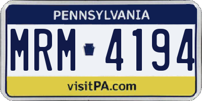 PA license plate MRM4194