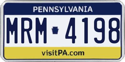 PA license plate MRM4198