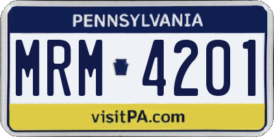 PA license plate MRM4201