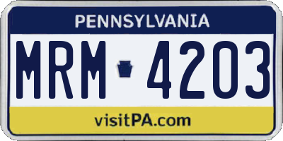 PA license plate MRM4203