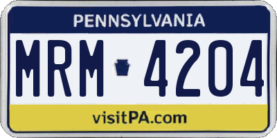 PA license plate MRM4204