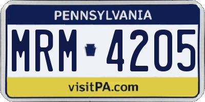 PA license plate MRM4205
