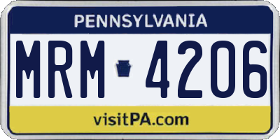 PA license plate MRM4206