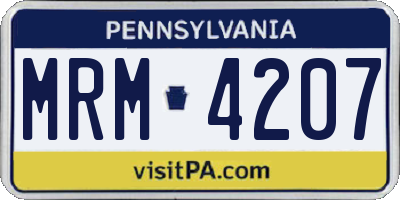 PA license plate MRM4207
