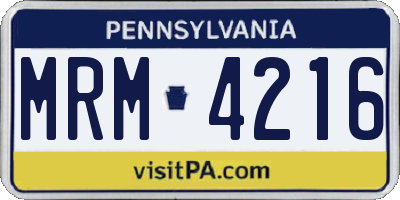 PA license plate MRM4216