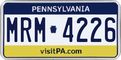 PA license plate MRM4226