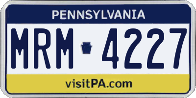 PA license plate MRM4227