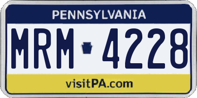 PA license plate MRM4228