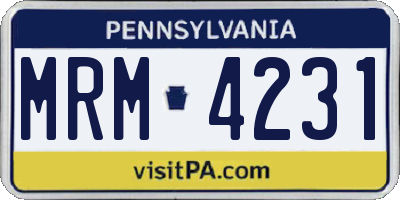 PA license plate MRM4231