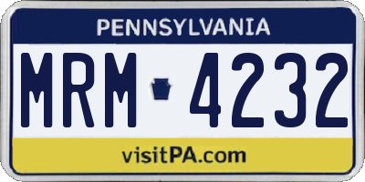 PA license plate MRM4232