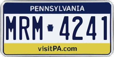 PA license plate MRM4241