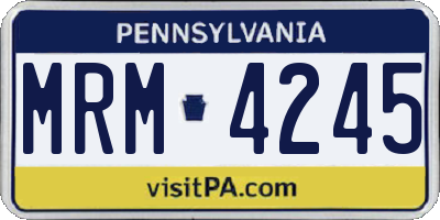 PA license plate MRM4245