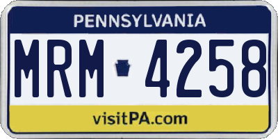 PA license plate MRM4258