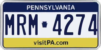 PA license plate MRM4274